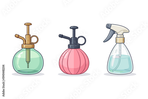 Collection of three different types of spray bottles for various uses