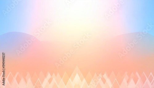 Abstract landscape with vibrant pastel gradients and geometric shapes