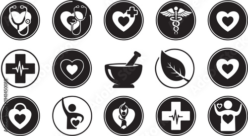 Medical icons and symbols for healthcare and wellness industry