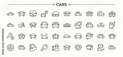 Cars icon set. Minimal icons set. Contains such icons as automobile, car, transport, vehicle, hybrid. Editable vector illustration. Hybrid Car modern icon set.