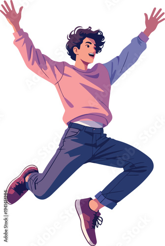 ragazzo uomo o donna che salta felice gioia improvvisa illustrazione vettoriale