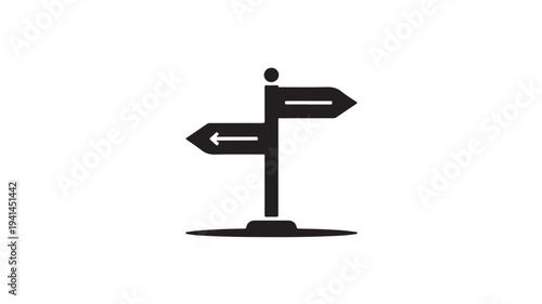 Black Direction Sign Post Icon For Navigation Concepts
