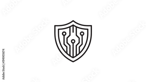 Shield Icon With Circuit Board Design For Cybersecurity Concepts