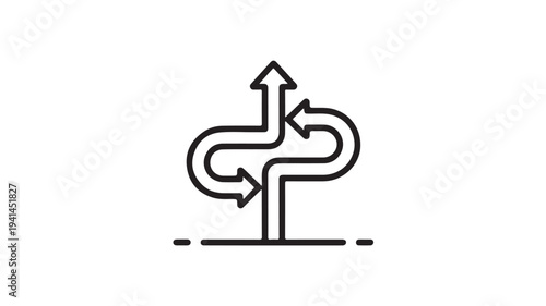 Confusing Road Sign With Multiple Arrows On White Background For Directional Concepts