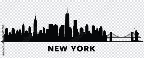 New york city skyline silhouette with brooklyn bridge