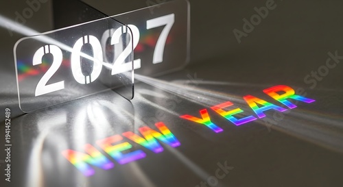 New Year 2027 neon celebration light trails futuristic party