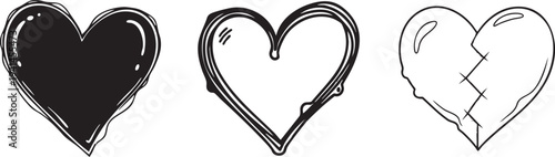 Set of 3 heart icons vector