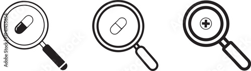 Set of 3 magnifying glass icons vector