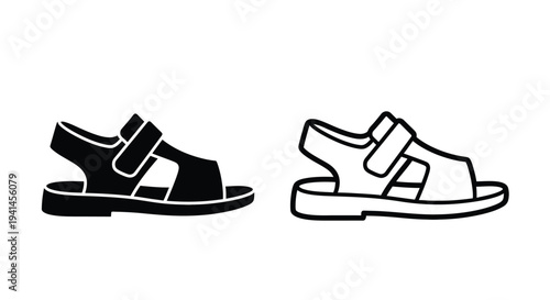 Black and white illustration of two different sandal designs