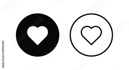 Two heart icons a filled black circle and an outlined white circle