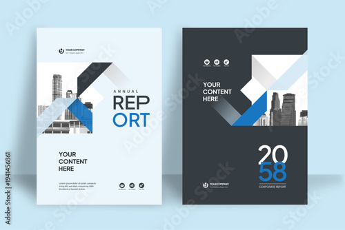 Business Report Cover Template – Blue Geometric Layout (A4)