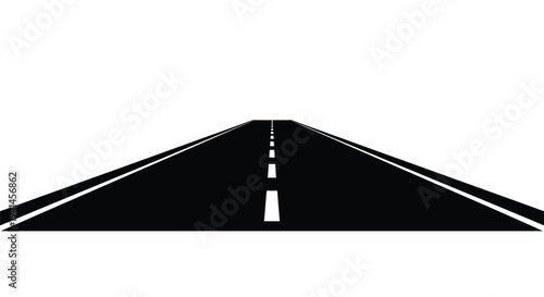 A straight road receding into the distance simple black and white
