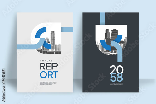 Business Report Cover Template – Blue Geometric Layout (A4)