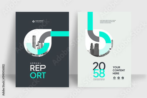 Business Report Cover Template – Green Geometric Layout (A4)
