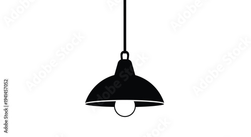 A simple black silhouette of a single hanging pendant light