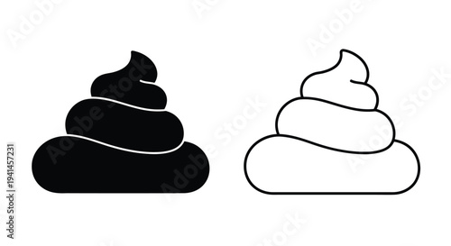 Two pile of poop icons one black and one white side by side