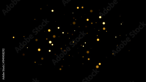 Gold light effect background. Golden glitter lights on dark backdrop. Festive holiday shiny luxury backdrop. Abstract magic vector illustration.