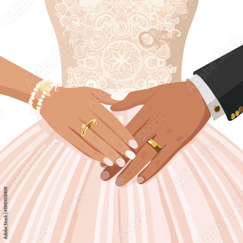 hands of the groom and the bride