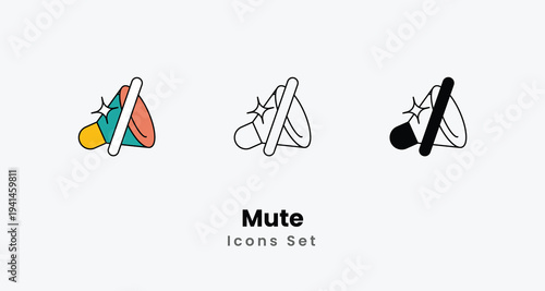 Mute icons vector set stock illustration