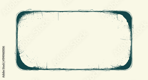 Teal Grunge Vintage Frame Design Element for Borders Labels and Backgrounds with Distressed Texture