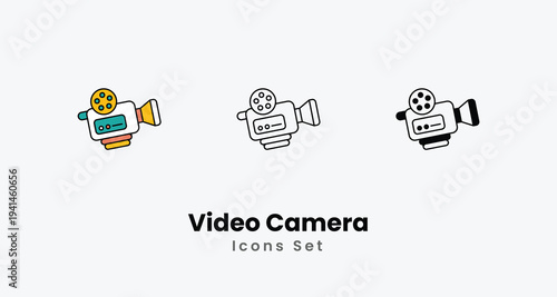 Video Camera icons vector set stock illustration