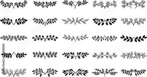 Collection of elegant leafy branches for design and decoration