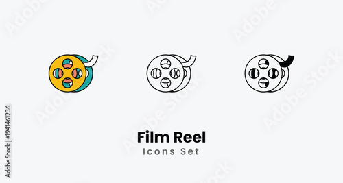 Film Reel icons vector set stock illustration