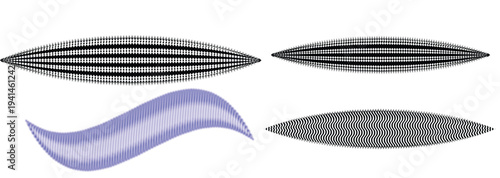 Abstract optical illusion wave shapes set with geometric line patterns