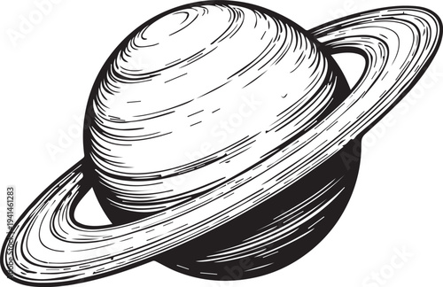 A captivating illustration of the planet Saturn, showcasing its distinctive ring system and sphere. 