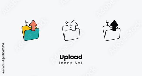 Upload icons vector set stock illustration
