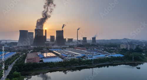 Wallpaper Mural Large Coal-Fired Power Plant at Sunset Torontodigital.ca