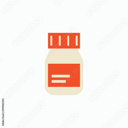 Medicine bottle icon in flat design style isolated on white background. Medical container vector for pills, capsules, or syrup for healthcare