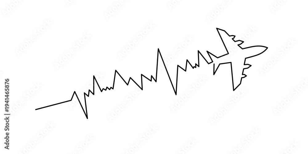 Obraz premium Continuous line of Vibration Frequency of the aircraft