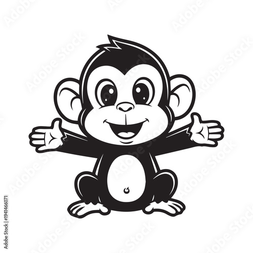 Vector illustration of a smiling monkey with outstretched arms