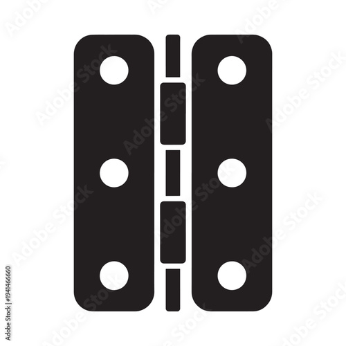A simple black and white illustration of a cabinet hinge with visible pins