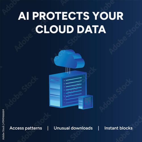 AI protects cloud data with advanced security measures and artificial intelligence technology ensuring safe storage and protection.