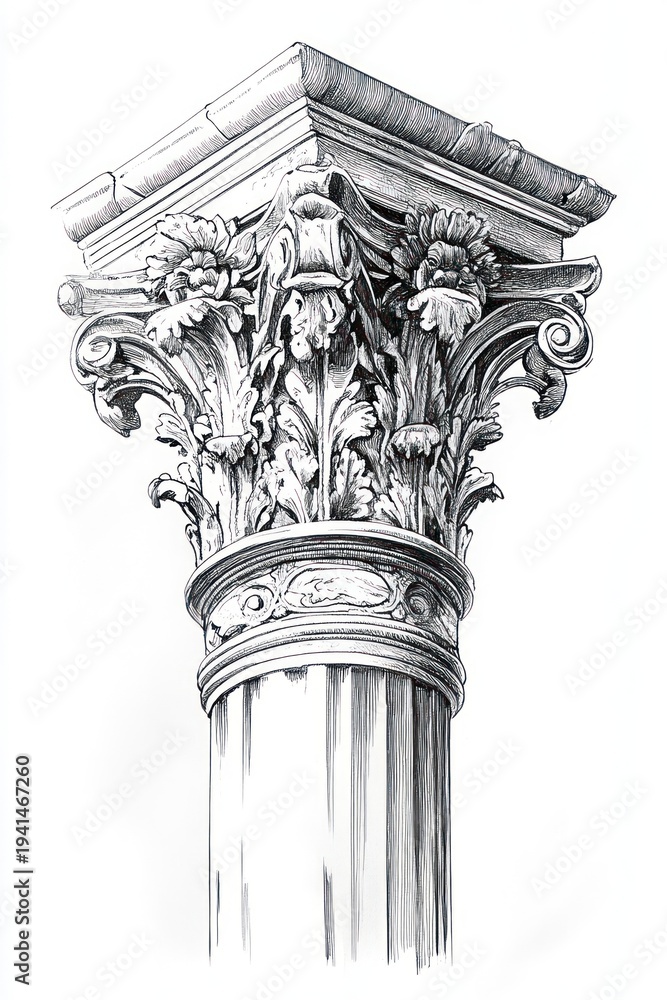 Fototapeta premium Renaissance pillar drawing architectural architecture.