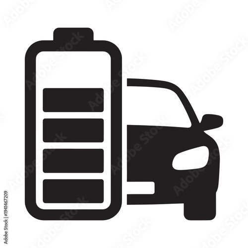 Foto Electric vehicle charging symbol depicting a battery with a car silhouette