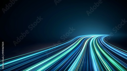 Colorful light trails create dynamic and futuristic background, evoking motion and energy
