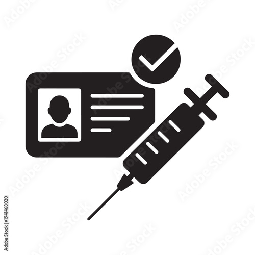 Vaccination documentation including an id card and a syringe is shown