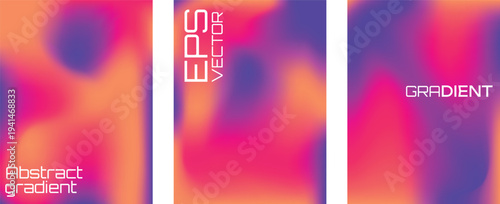 Abstract poster set with blurred backgrounds and smooth color gradients, defocused templates for creative graphic design, modern vector illustration