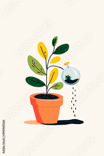 Succulent in Terracotta with Watering Globe