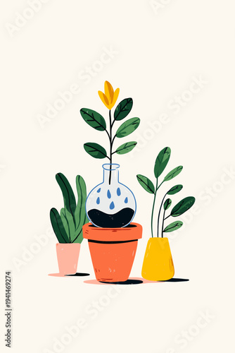 Succulent in Terracotta with Watering Globe