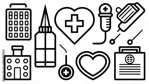 Medical icons for healthcare and wellness concepts