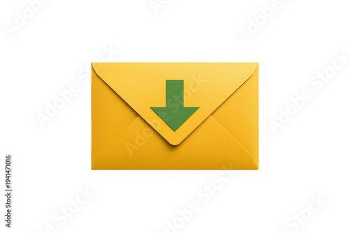 Free Download Yellow envelope icon with green down arrow symbolizing an incoming email message, receiving mail, or download concept - GFXLoad