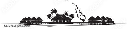 Silhouette of Maldives island