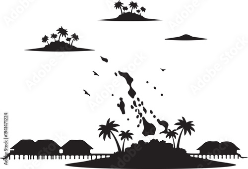 Silhouette of Maldives island