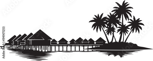 Silhouette of Maldives island