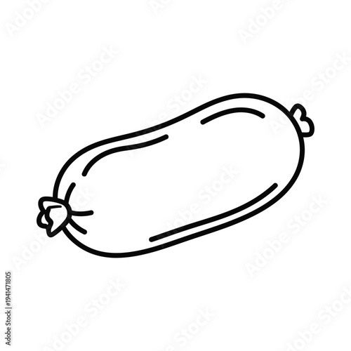 Line art drawing of a sausage link with tied ends