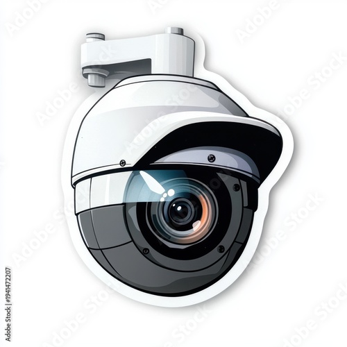 Security camera sticker design showing camera details in clear style for use on surfaces